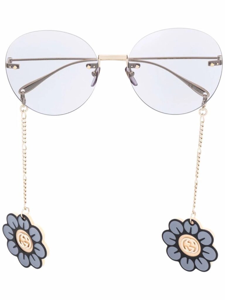 Gucci Eyewear Floral-pendant round-frame sunglasses
