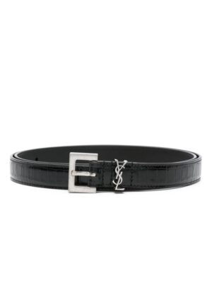 Saint Laurent Cassandre crocodile-embossed belt