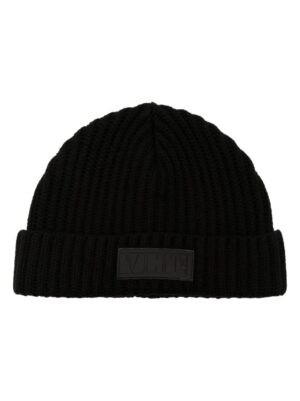 Valentino Garavani logo-patch virgin wool beanie