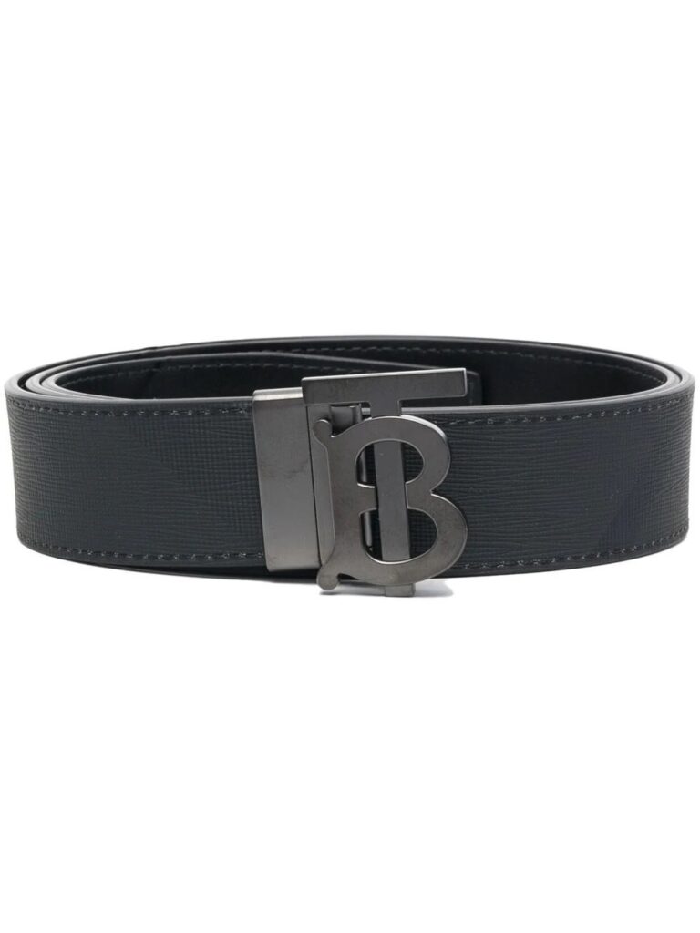 Burberry monogram buckle reversible leather belt
