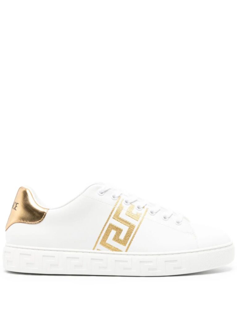 Versace Embroidered Greca leather sneakers