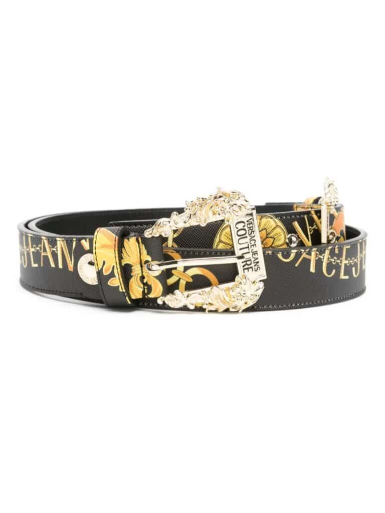 Versace Jeans Couture baroque-pattern leather belt