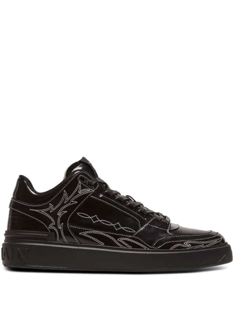 Balmain B-Court mid-top patent-leather sneakers