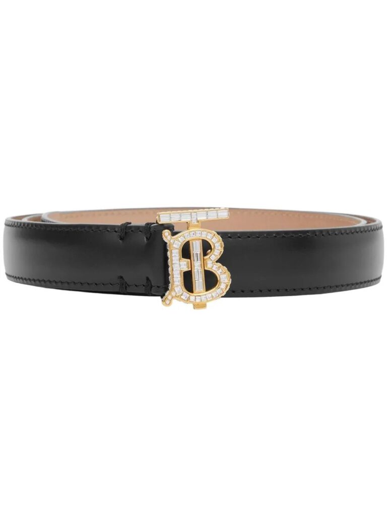 Burberry crystal-embellished logo-buckle belt