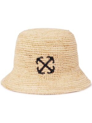 Off-White Arrows-embroidered raffia bucket hat