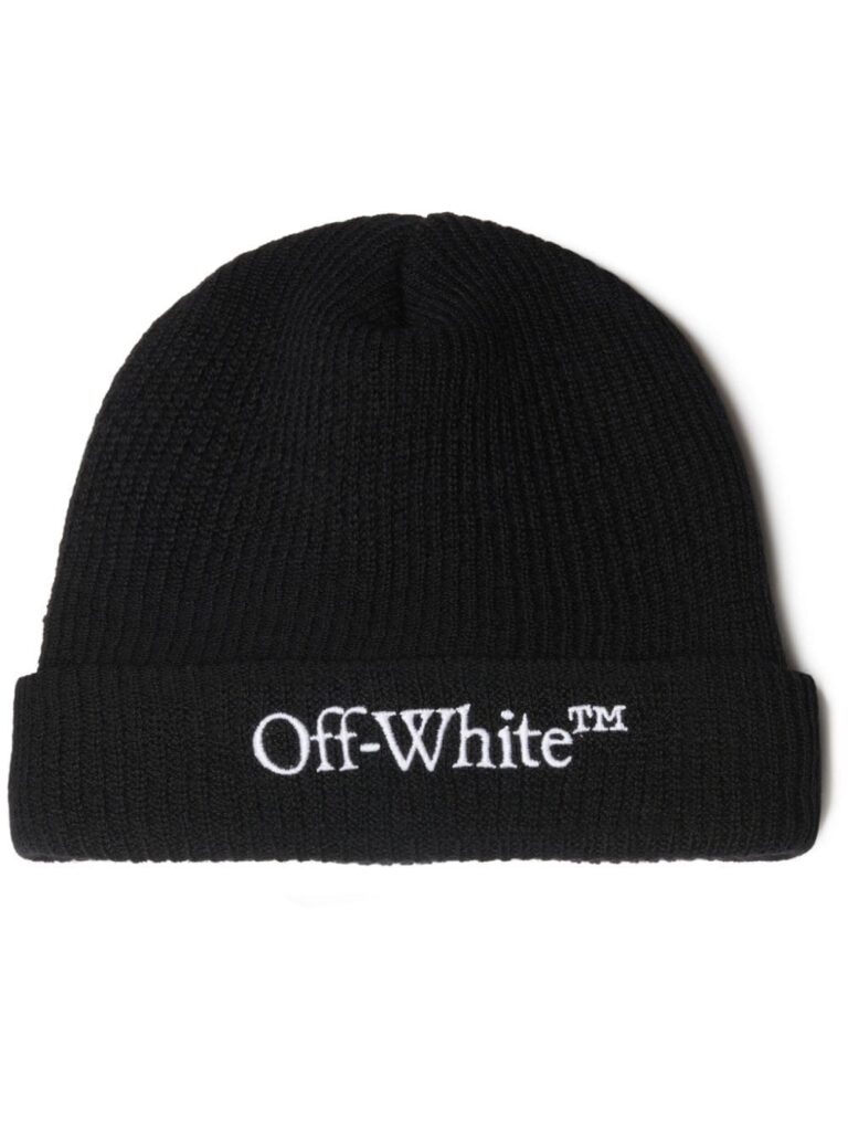 Off-White logo-embroidered ribbed beanie