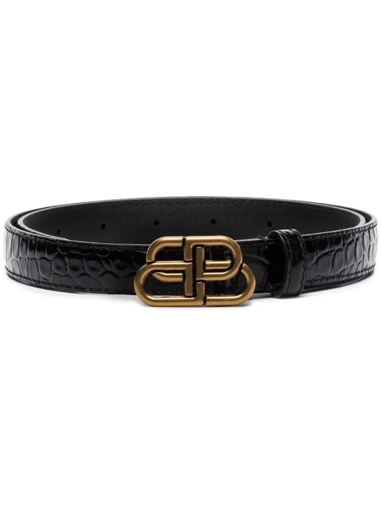 Balenciaga polished leather BB-buckle belt