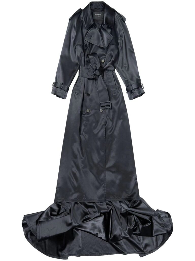 Balenciaga train-detail silk trench coat