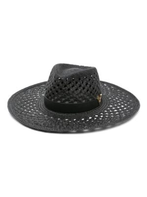 Valentino Garavani V-plaque straw fedora hat