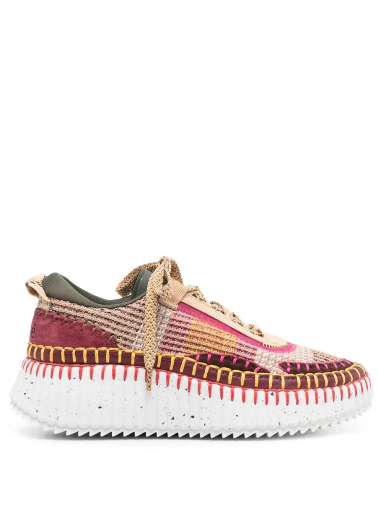 Chloé Nama splattered-sole patchwork sneakers