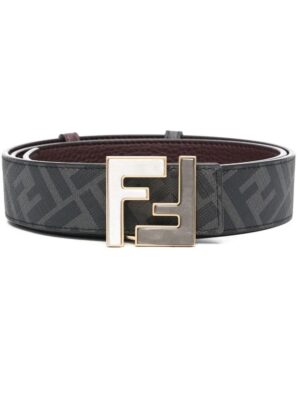FENDI FF logo-plaque leather belt