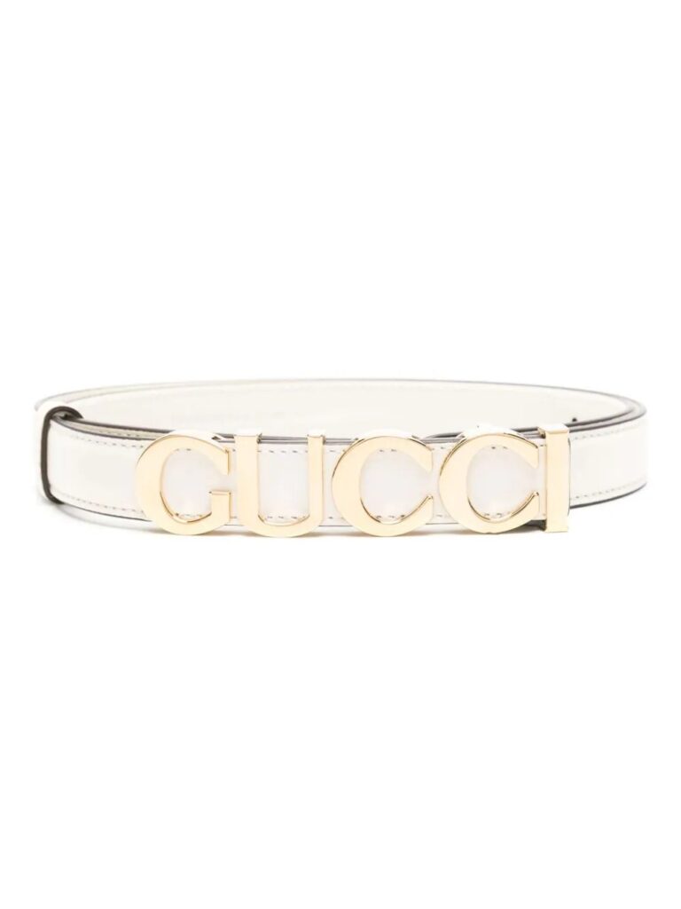 Gucci logo-lettering leather belt