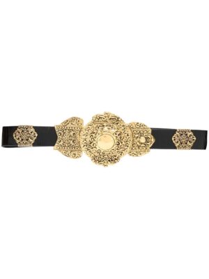 Saint Laurent crackled-leather byzantine belt
