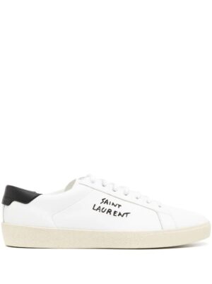 Saint Laurent logo-embroidered leather sneakers
