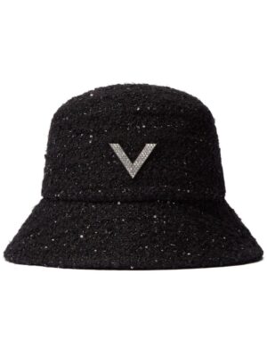 Valentino Garavani V-detail tweed bucket hat
