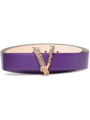 Versace Virtus Crystal leather belt