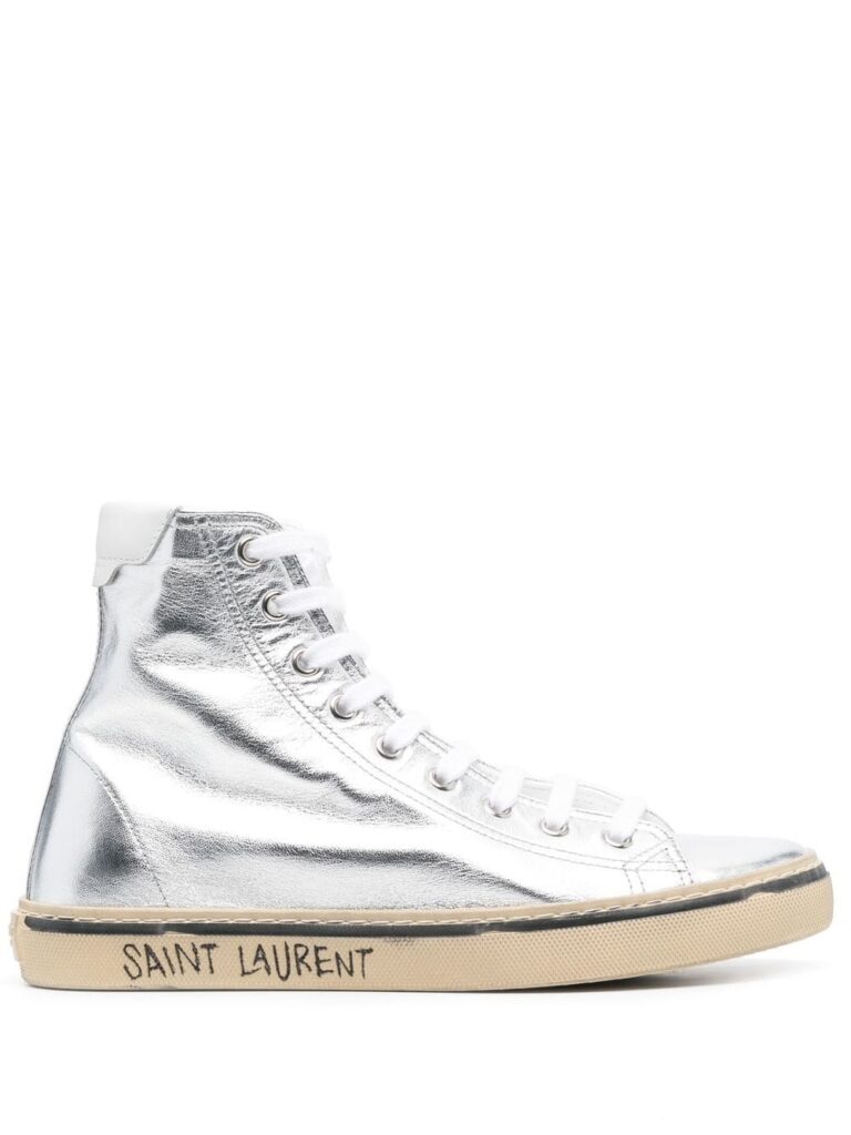Saint Laurent Malibu metallic high-top sneakers