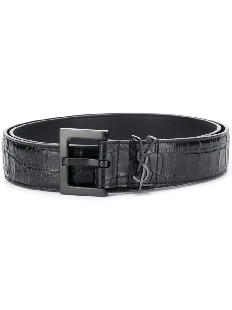 Saint Laurent Monogram crocodile-effect belt