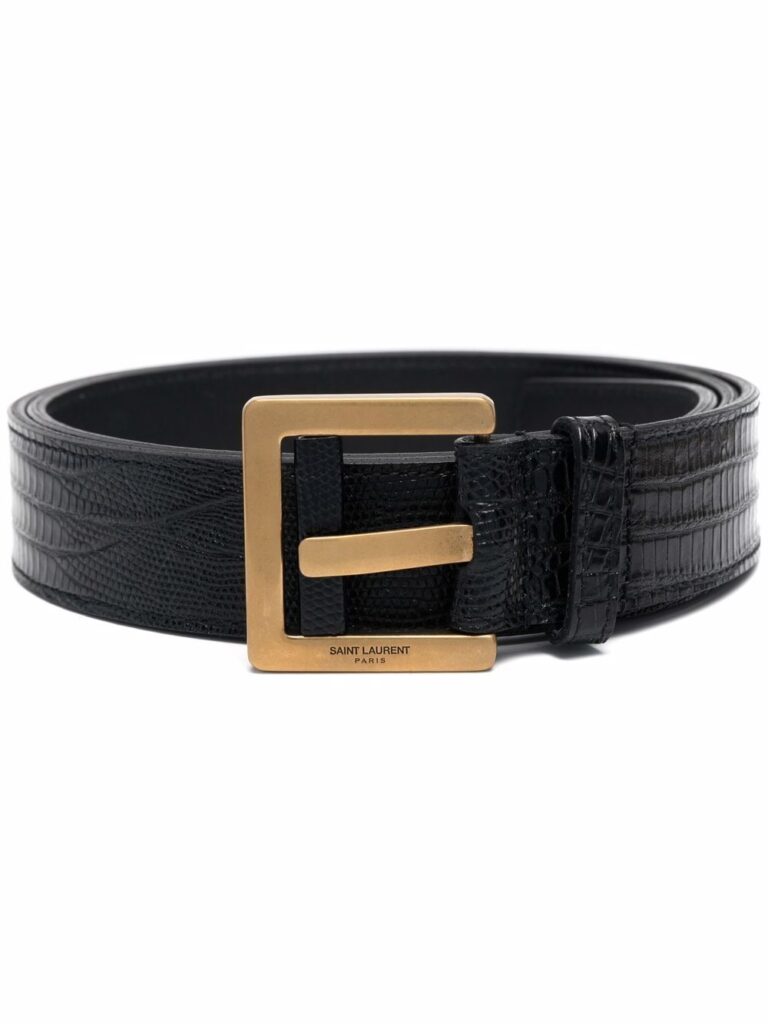 Saint Laurent engraved-logo buckle belt