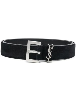 Saint Laurent logo-plaque leather belt