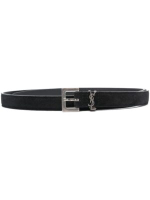 Saint Laurent logo-plaque suede belt