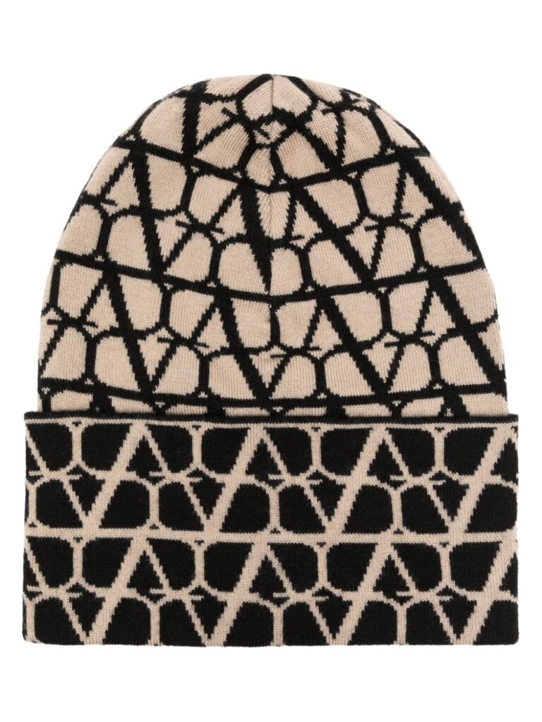 Valentino Garavani logo-intarsia beanie hat