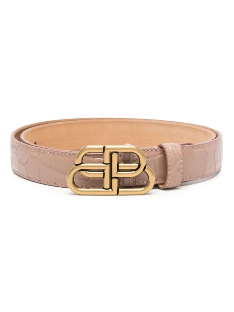 Balenciaga BB-buckle crocodile-effect belt