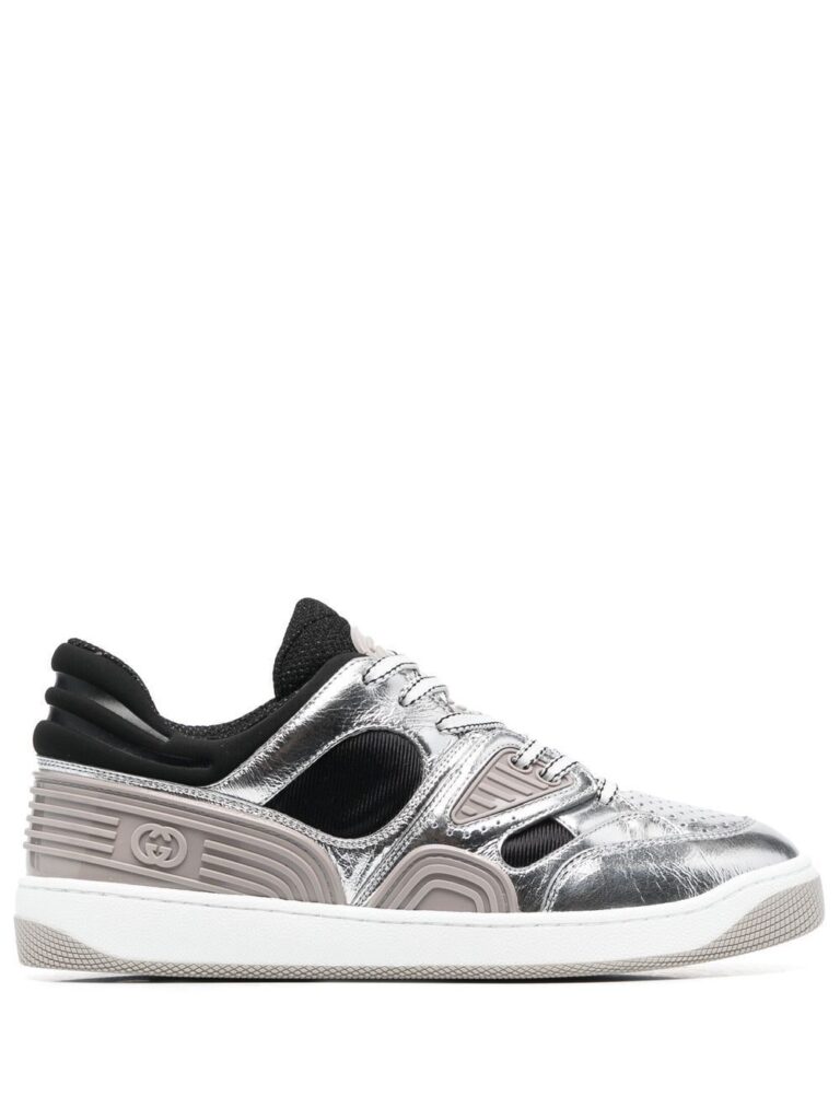 Gucci Basket metallic-leather sneakers