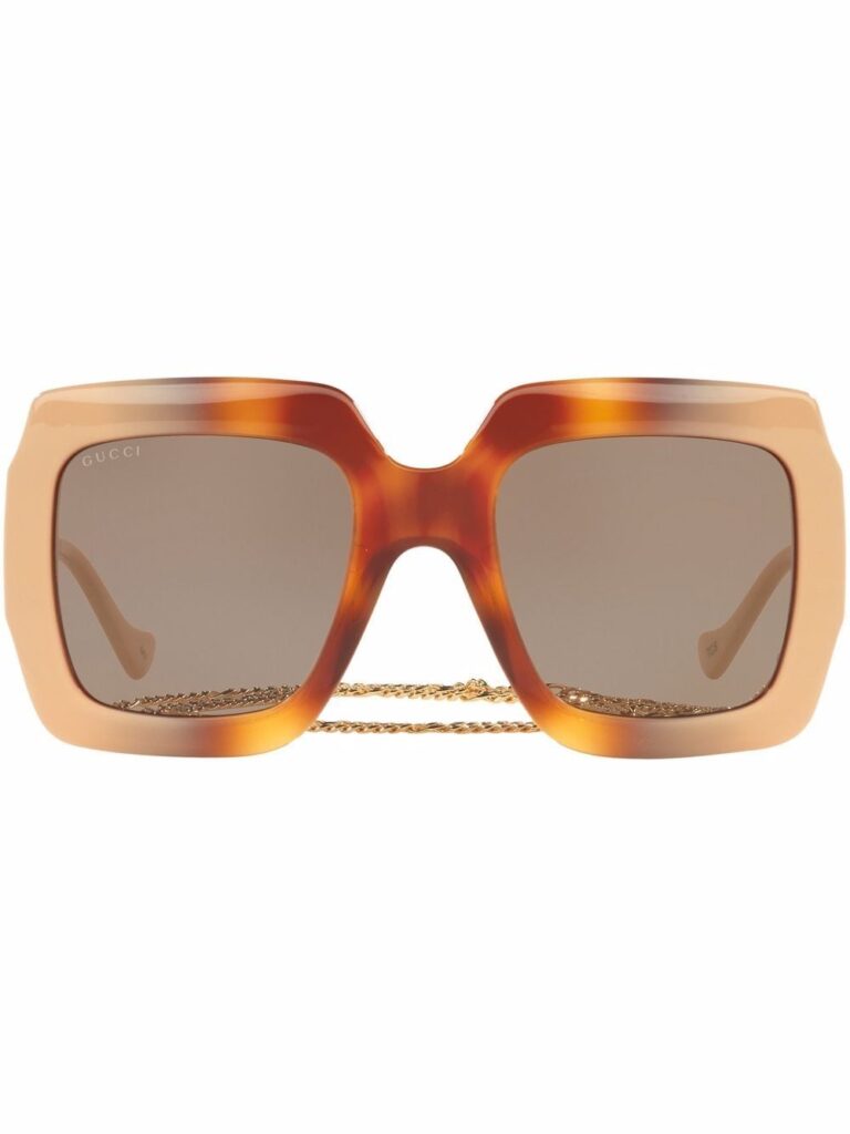 Gucci Eyewear tortoiseshell-effect oversized-frame sunglasses