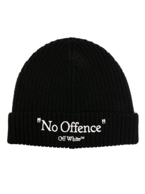 Off-White No Offence embroidered virgin-wool beanie