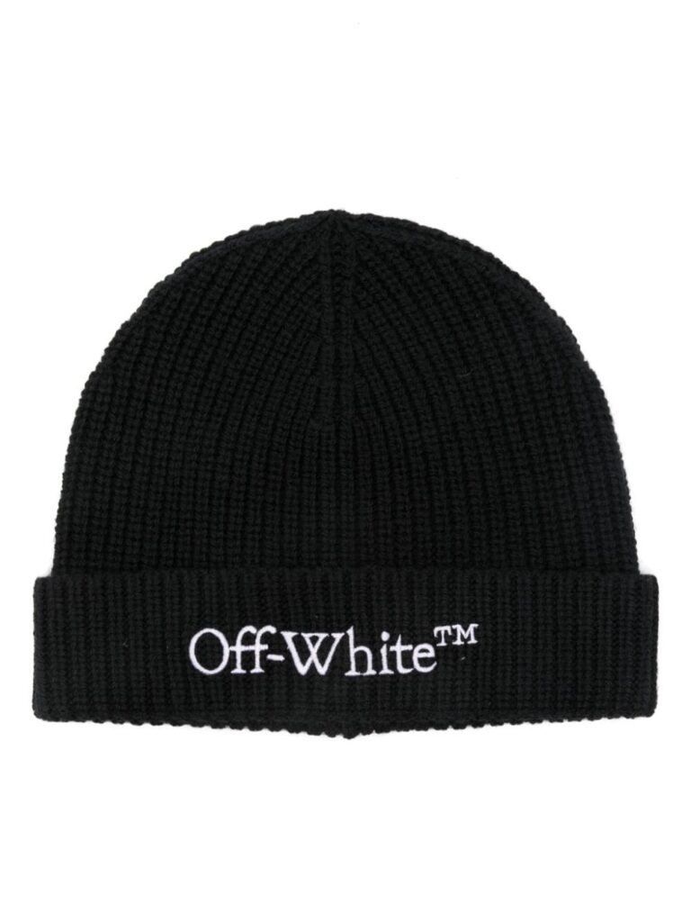 Off-White logo-embroidered beanie hat