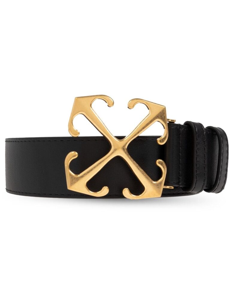 Off-White logo-plaque leather belt