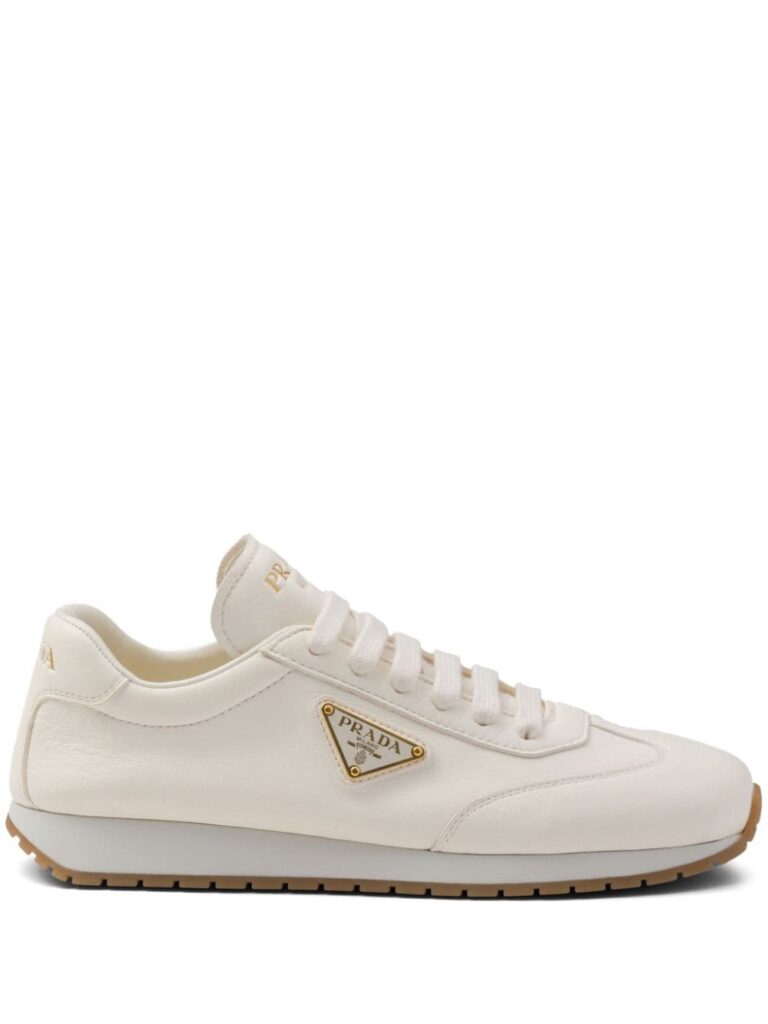 Prada triangle-logo leather sneakers