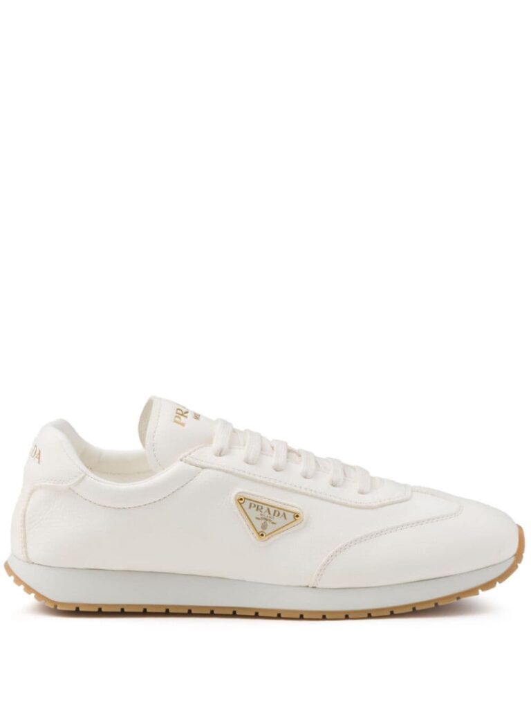 Prada triangle-logo leather sneakers