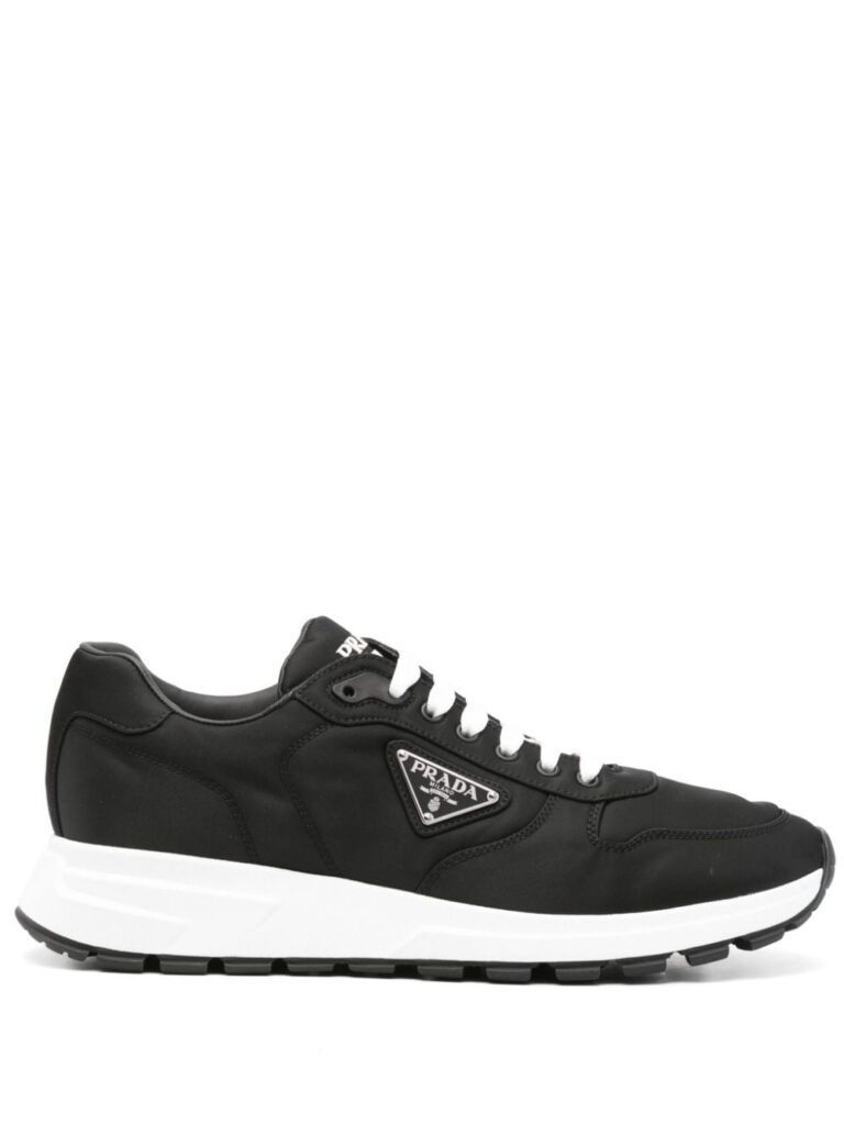 Prada triangle-plaque panelled sneakers