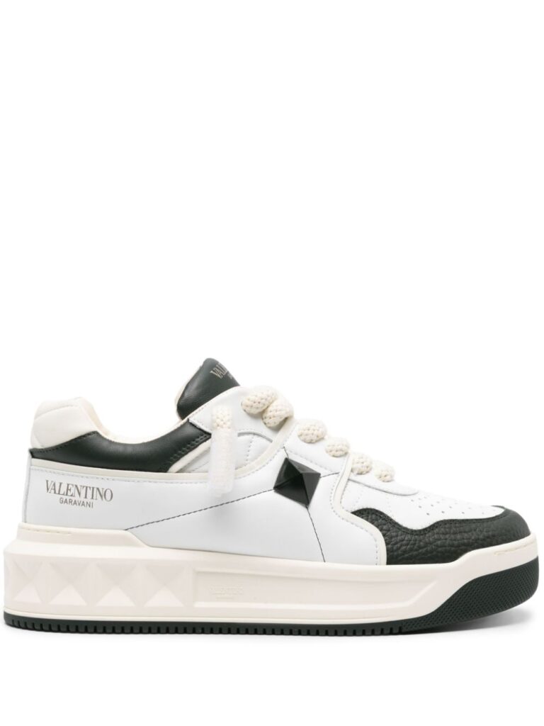 Valentino Garavani One Stud panelled leather sneakers