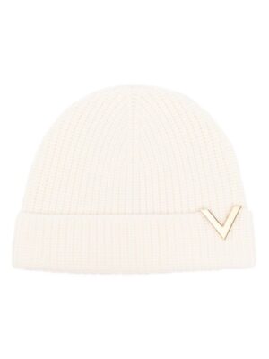 Valentino Garavani V-plaque virgin-wool beanie