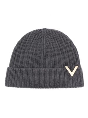 Valentino Garavani V-plaque virgin-wool beanie