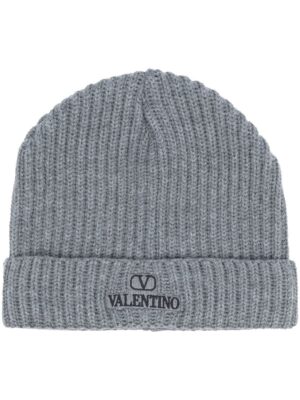 Valentino Garavani VLogo-embroidered ribbed wool beanie