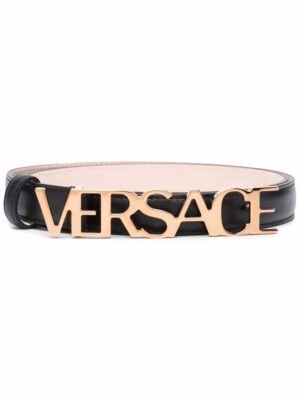 Versace logo-plaque leather belt