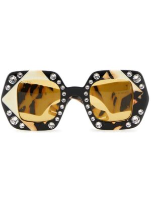 Gucci Eyewear crystal-embellished rectangle-frame sunglasses