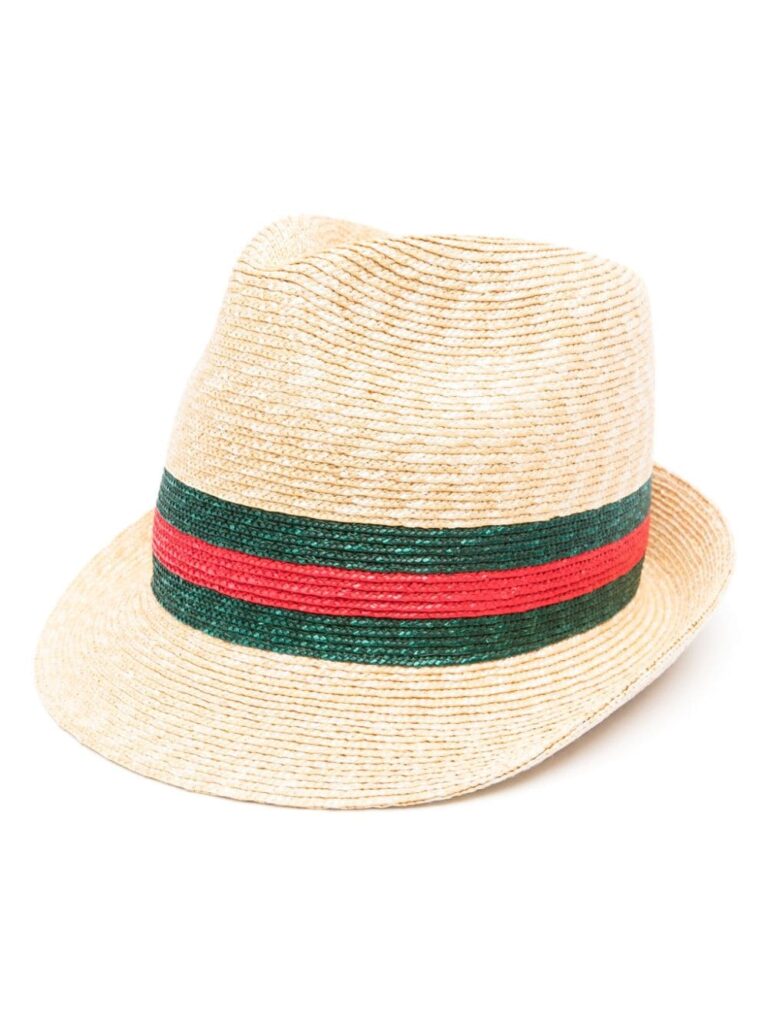 Gucci woven straw fedora hat