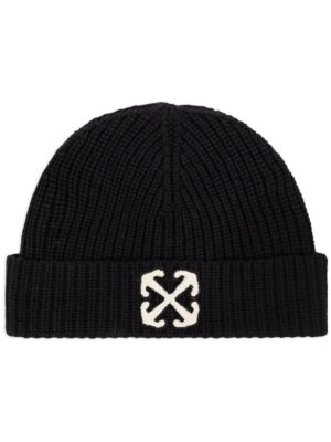 Off-White embroidered-logo beanie hat