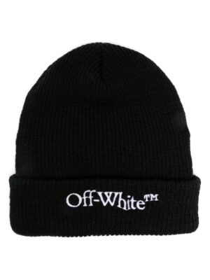 Off-White logo-embroidered beanie