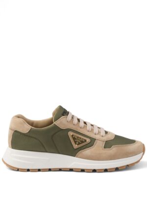 Prada enamel-triangle leather sneakers