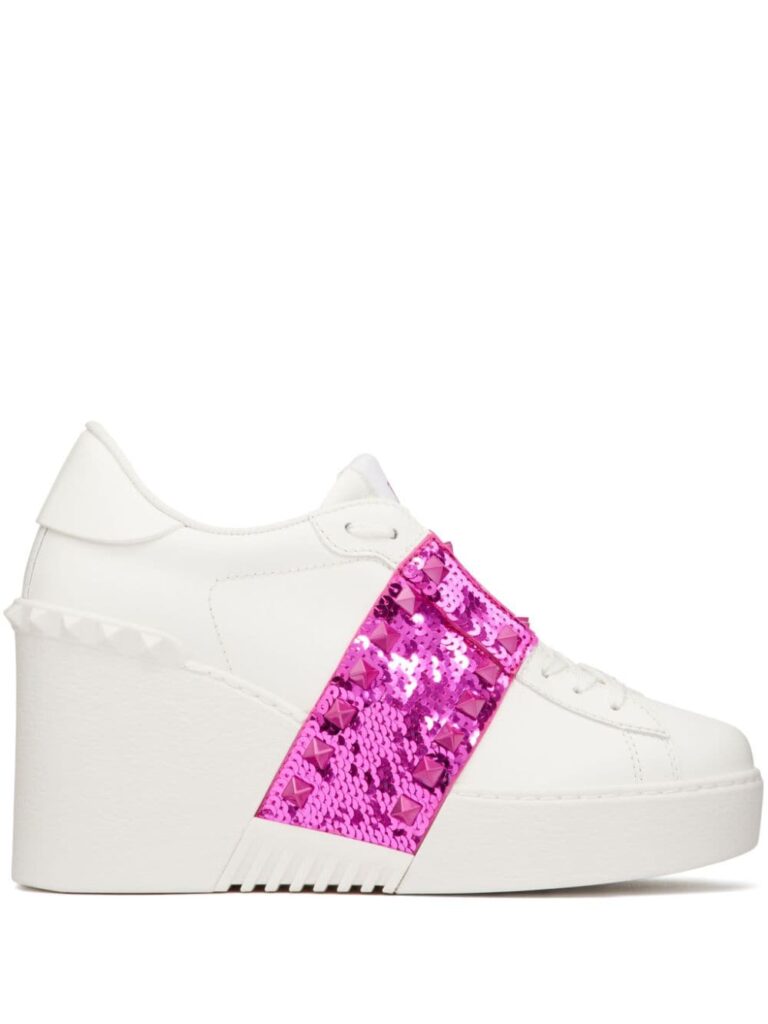 Valentino Garavani Open Disco 85mm sequinned wedge sneakers