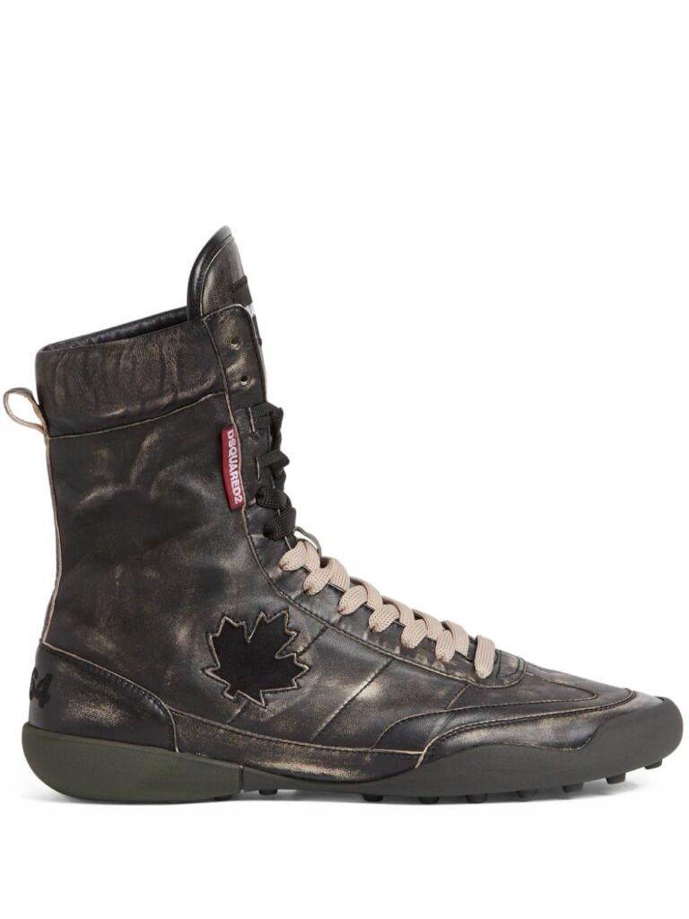 DSQUARED2 distressed high-top leather sneakers