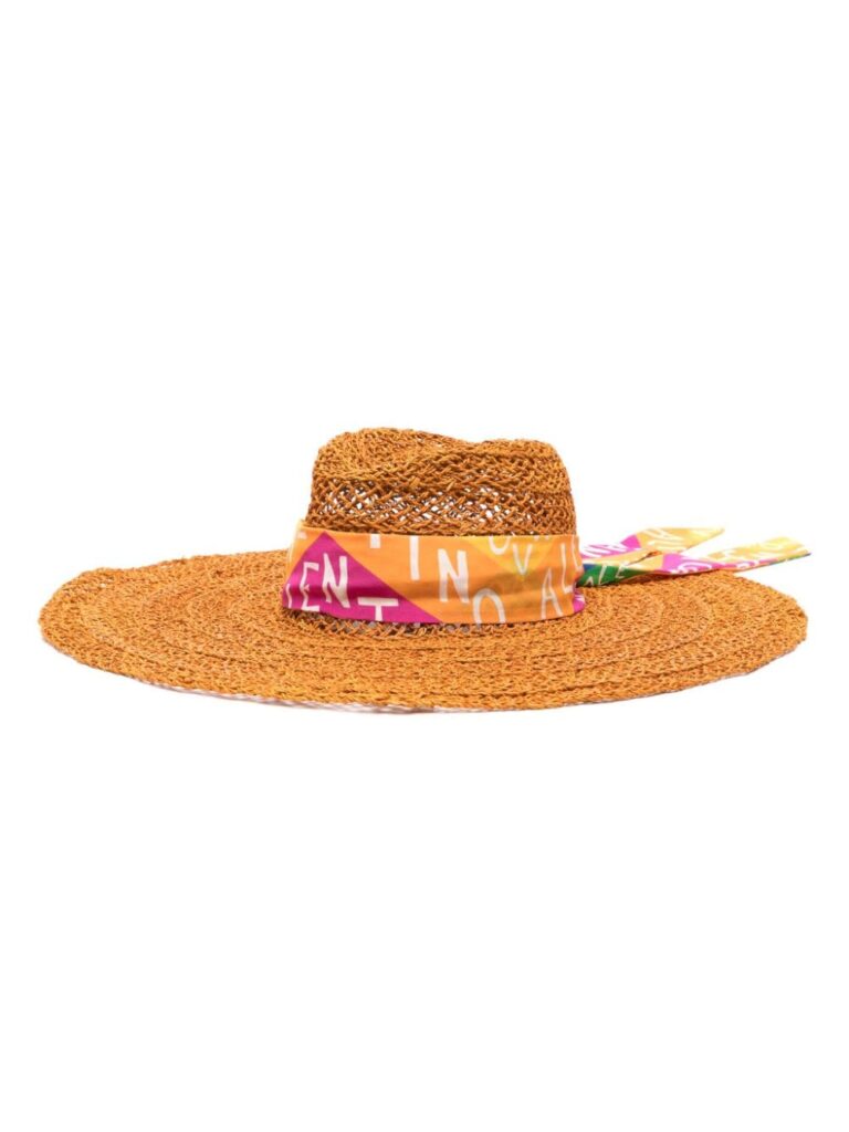 Valentino Garavani scarf-detailed wide-brim sun hat