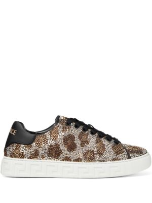 Versace Greca crystal-leopard sneakers