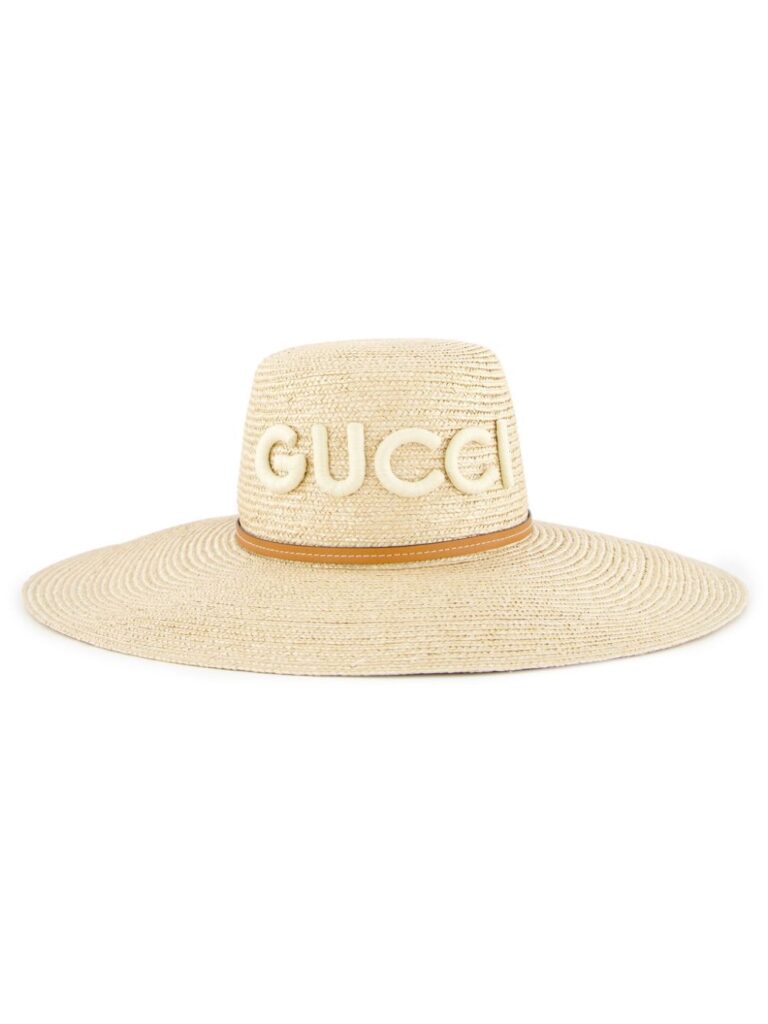 Gucci logo-patch raffia hat